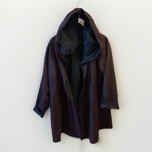 NWOT Eileen‎ Fisher Organic Cotton Nylon Reversible Hooded Jacket Brown/Black 2X